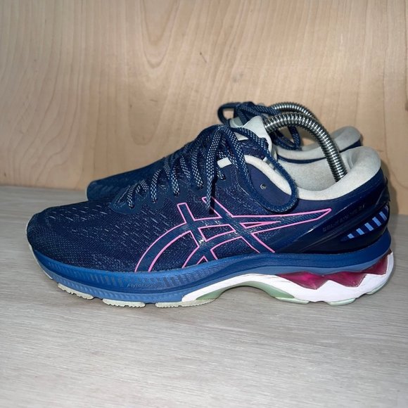 asics gel kayano 27 mako blue hot pink
